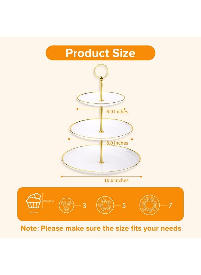 Hoedia 3 Tier Cupcake Stand Tower, White Plastic Cup Cake Holder For Dessert Table, Tiered Serving Tray For Tea Party, Baby Shower, Wedding And More, Round - Image 2