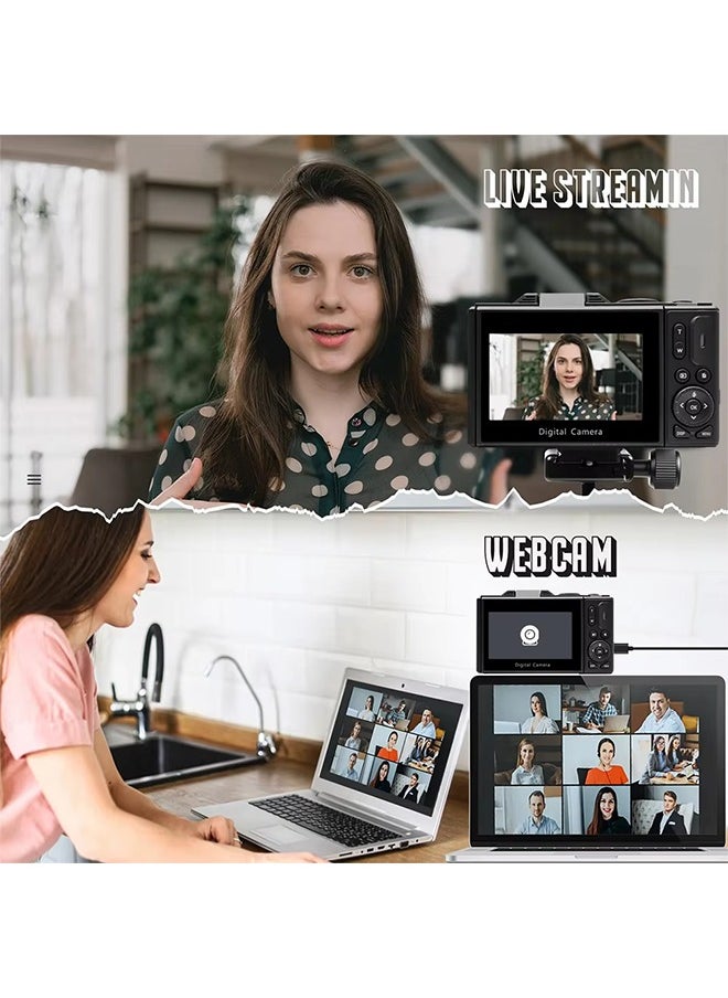 Generic - Compact Digital Photography Camera 4K 18x Digital Zoom Retro Vlog Video Recorder YouTube 180° Flip Screen Selfie with Flash with 64GB Memory Card - Image 1