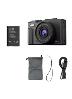 Compact Digital Photography Camera 4K 18x Digital Zoom Retro Vlog Video Recorder YouTube 180° Flip Screen Selfie with Flash with 64GB Memory Card