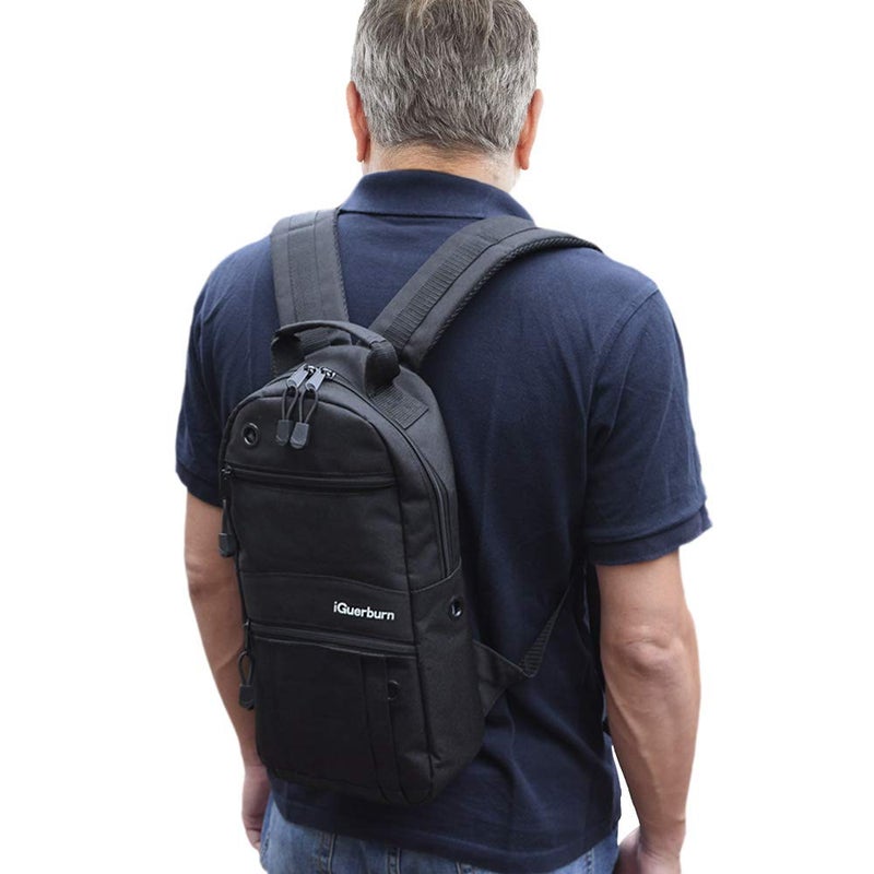 iGuerburn Oxygen Tank Backpack for Small Size M2, A/M4, ML6, B/M6, M7, C/M9, Portable Oxygen Backpack O2 Tank Holder Carrier (Not for D Tanks) - Black - Image 1
