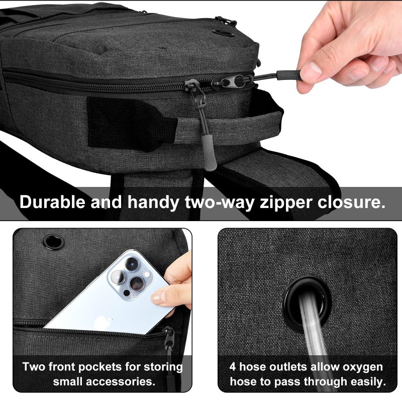 iGuerburn Oxygen Tank Backpack for Small Size M2, A/M4, ML6, B/M6, M7, C/M9, Portable Oxygen Backpack O2 Tank Holder Carrier (Not for D Tanks) - Black - Image 5