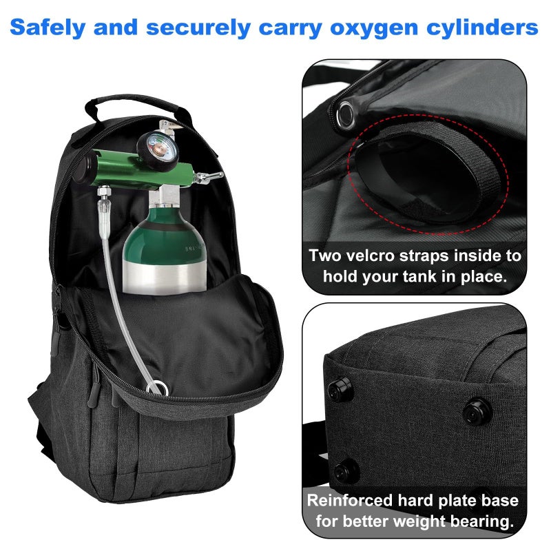 iGuerburn Oxygen Tank Backpack for Small Size M2, A/M4, ML6, B/M6, M7, C/M9, Portable Oxygen Backpack O2 Tank Holder Carrier (Not for D Tanks) - Black - Image 4