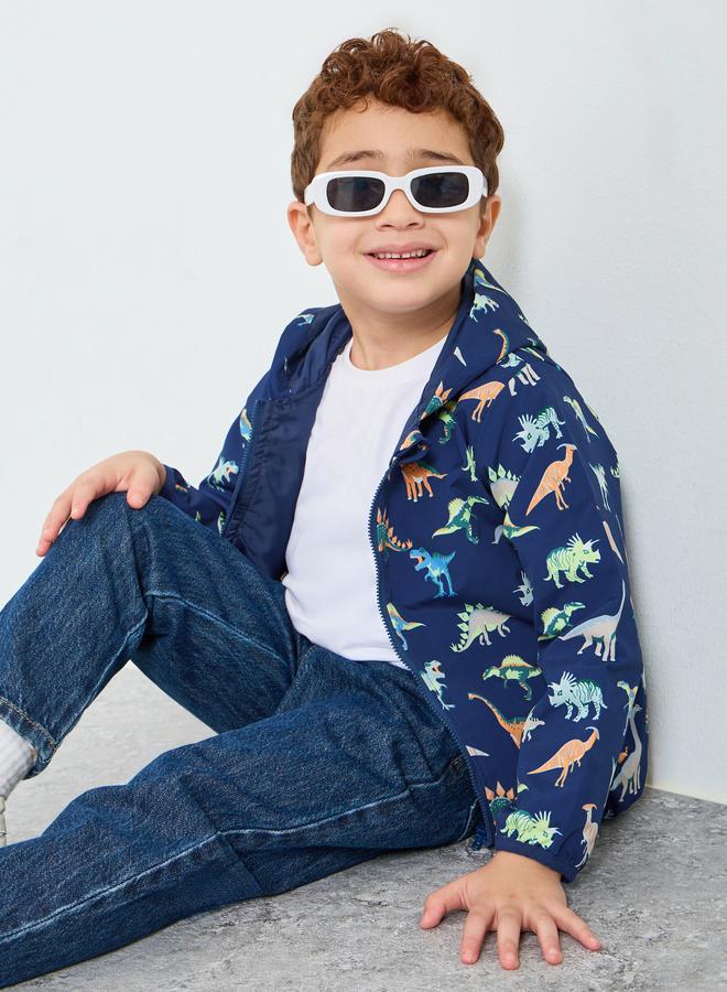 Boys Dinosaur Print Zip Up Jacket
