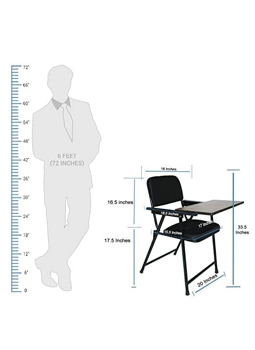 GOKOO GoKoo Folding Study Chair with Cushion Writing Pad Black for All Age  - Image 3