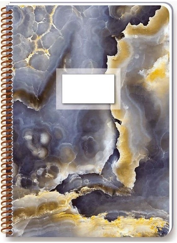 Keskin Color Marble 80 Sheets Checkered Cardboard Cover Spiral Notebook Gray 
