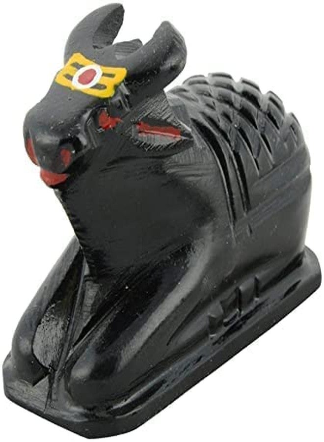 A & S VENTURES Click to Open expanded View A&S Ventures Tilak Nandi Idol || Handcrafted Matt Finish Shiva's Cow Statue || Tilak Nandi Pindi for Temple, Home Puja, Shivling (Black, Medium) - Image 4