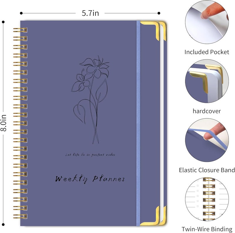 KAICN Undated Weekly Planner with Metal Corner Hardcover Notebook , A5 Size Journal with To Do List Planner, Habit Tracker,Weekly Goals for ADHD,Student, Office, Women, Men ,Gifts,6 x 8 inches，Spiral - Image 2