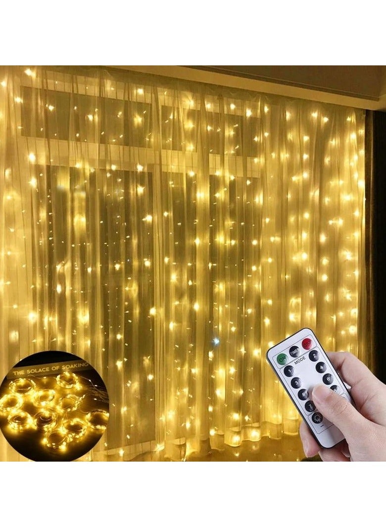 Generic 3M LED Curtain Garland Lights with Remote Control, USB Powered Fairy Lights for Window, Party, and New Year Decorations, Warm White Festoon String Lights for Indoor Home Decor  - Image 1