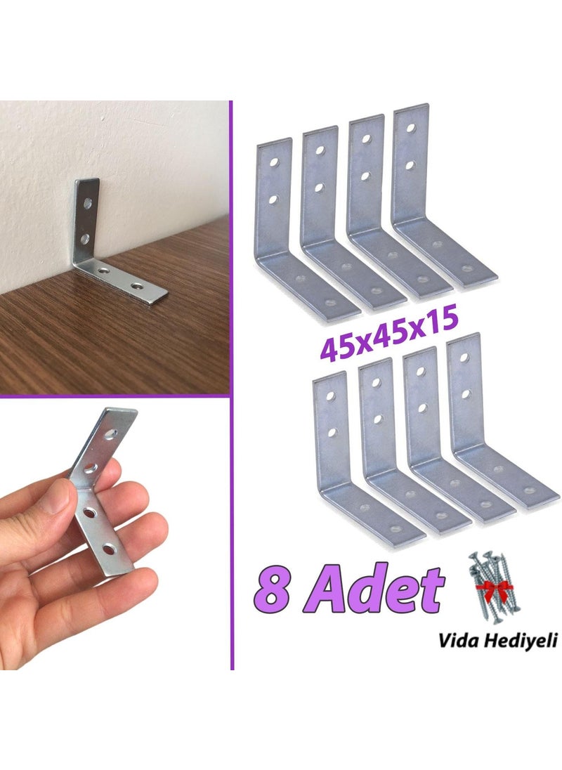 Glaswen 8Pcs Furniture Storage Cabinet Wall Fixer Corner Connection L Iron Miter Earthquake Safety 45X45X15MM  - Image 4