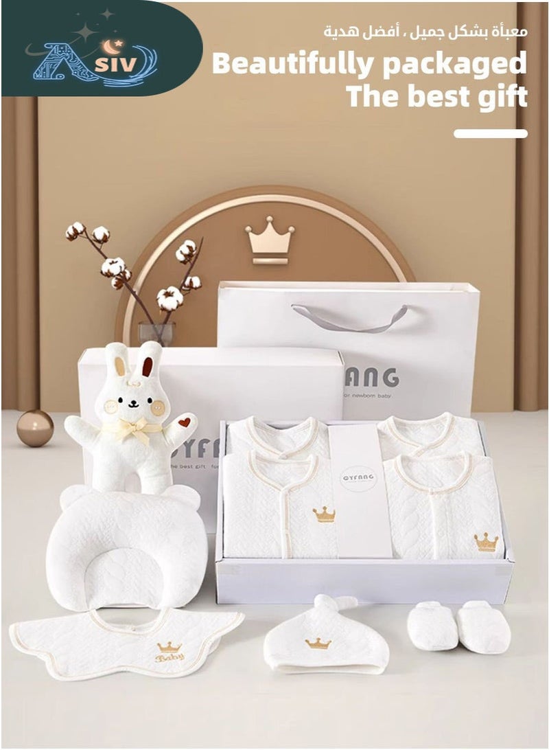 ASIV 18PCS Newborn Baby Gift Set, Newborn Layette Gift Set for Boys and Girls, Babies Essential Clothes Accessories with Baby Blanket, 100% Premium Cotton, for Spring Summer Autumn Winter Four Seasons  - Image 5