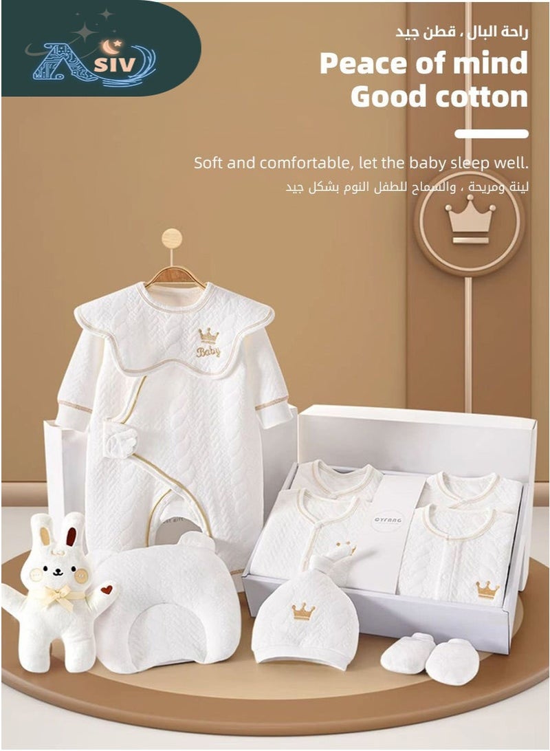 ASIV 18PCS Newborn Baby Gift Set, Newborn Layette Gift Set for Boys and Girls, Babies Essential Clothes Accessories with Baby Blanket, 100% Premium Cotton, for Spring Summer Autumn Winter Four Seasons  - Image 3