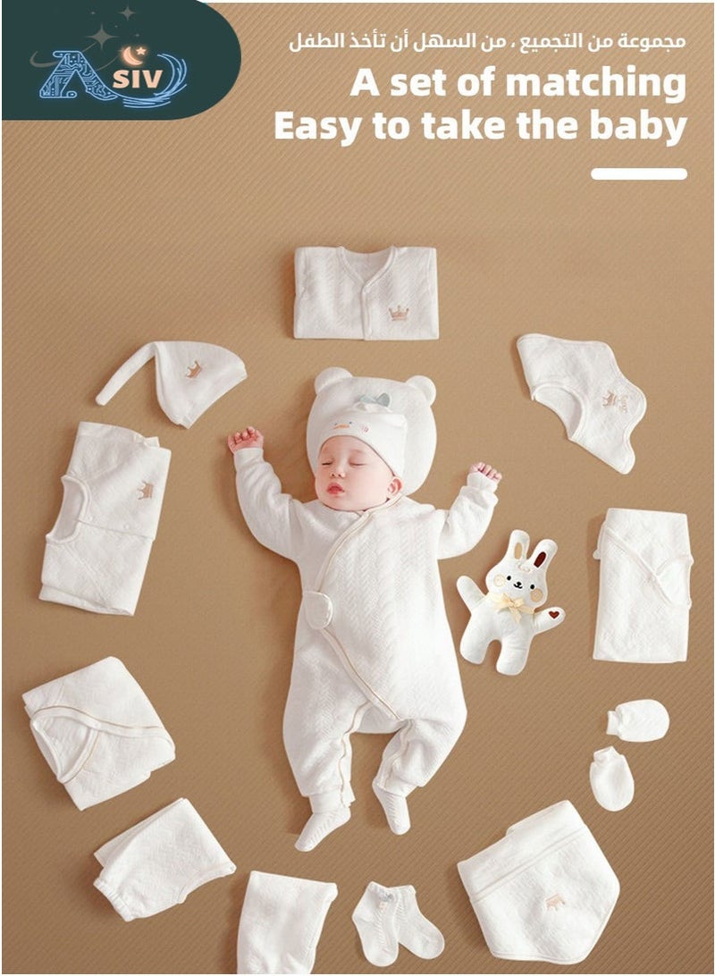 ASIV 18PCS Newborn Baby Gift Set, Newborn Layette Gift Set for Boys and Girls, Babies Essential Clothes Accessories with Baby Blanket, 100% Premium Cotton, for Spring Summer Autumn Winter Four Seasons  - Image 4