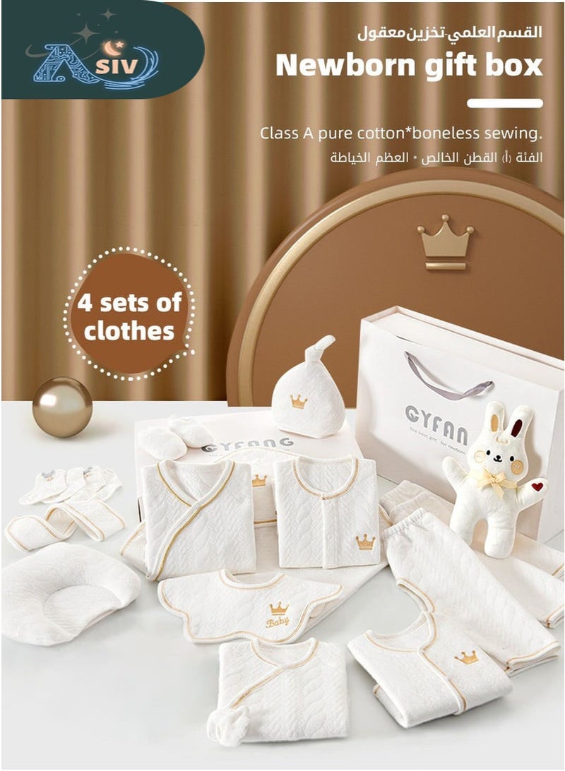 ASIV 18PCS Newborn Baby Gift Set, Newborn Layette Gift Set for Boys and Girls, Babies Essential Clothes Accessories with Baby Blanket, 100% Premium Cotton, for Spring Summer Autumn Winter Four Seasons  - Image 2