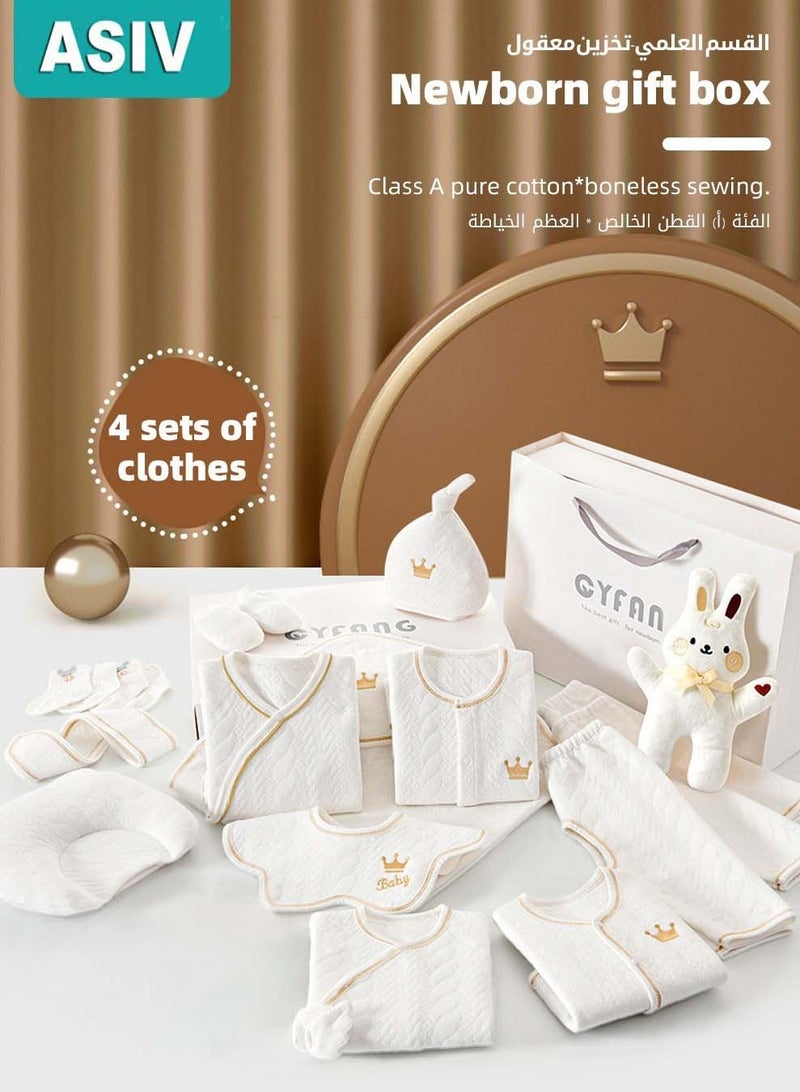 ASIV 18PCS Newborn Baby Gift Set, Newborn Layette Gift Set for Boys and Girls, Babies Essential Clothes Accessories with Baby Blanket, 100% Premium Cotton, for Spring Summer Autumn Winter Four Seasons - Image 2