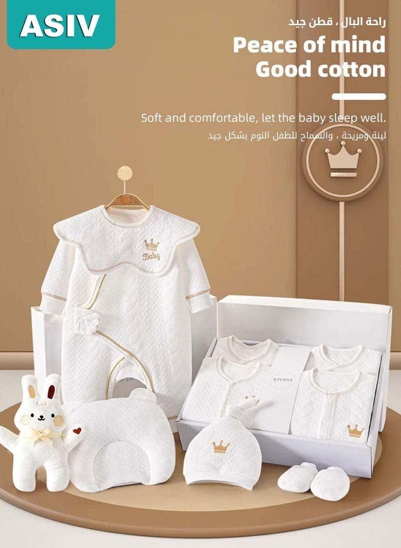 ASIV 18PCS Newborn Baby Gift Set, Newborn Layette Gift Set for Boys and Girls, Babies Essential Clothes Accessories with Baby Blanket, 100% Premium Cotton, for Spring Summer Autumn Winter Four Seasons - Image 3