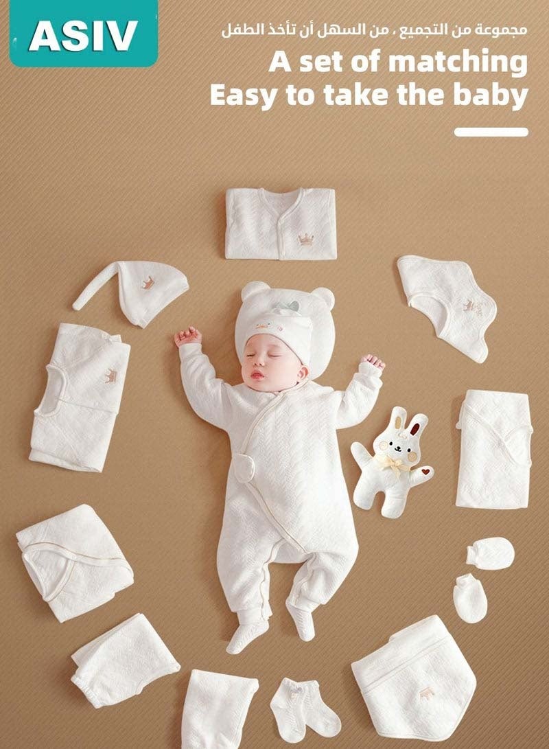 ASIV 18PCS Newborn Baby Gift Set, Newborn Layette Gift Set for Boys and Girls, Babies Essential Clothes Accessories with Baby Blanket, 100% Premium Cotton, for Spring Summer Autumn Winter Four Seasons - Image 4
