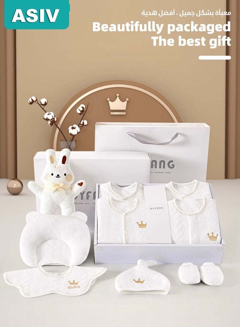 ASIV 18PCS Newborn Baby Gift Set, Newborn Layette Gift Set for Boys and Girls, Babies Essential Clothes Accessories with Baby Blanket, 100% Premium Cotton, for Spring Summer Autumn Winter Four Seasons - Image 5
