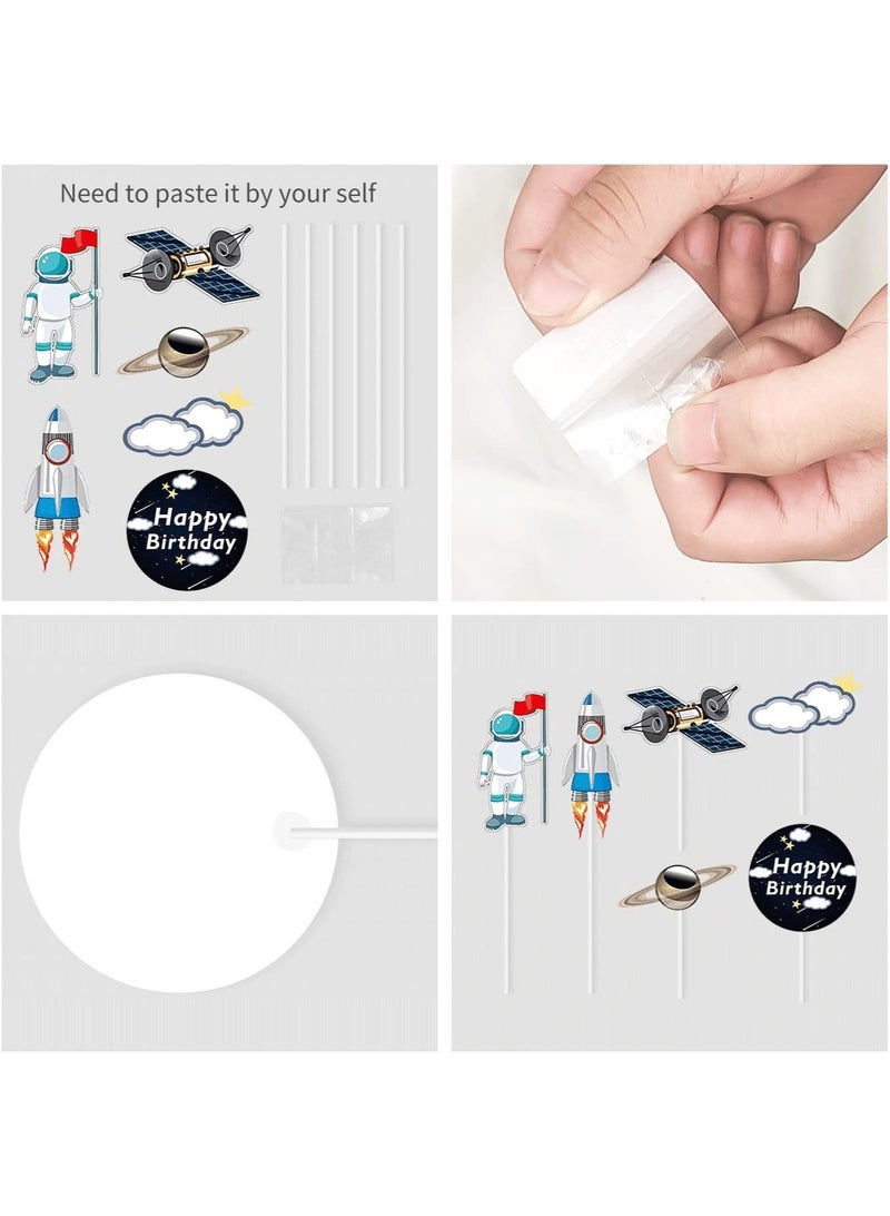 SYOSI 22 Pcs Space Cake Topper, Space Themed Party Supplies Planet Rocket Pearl Balls and Star Toppers Outer Space Cupcake Toppers Astronaut Figurine Decorations Birthday for Kids Party Baby Shower - Image 5