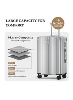 TRASSLE 4 Pack Luggage Sets, Expandable PP Hardshell Suitcase Sets, Hardside Lightweight Durable Carry On Suitcase with Spinner Wheels, TSA Lock 14/20/24/28in  - Image 3
