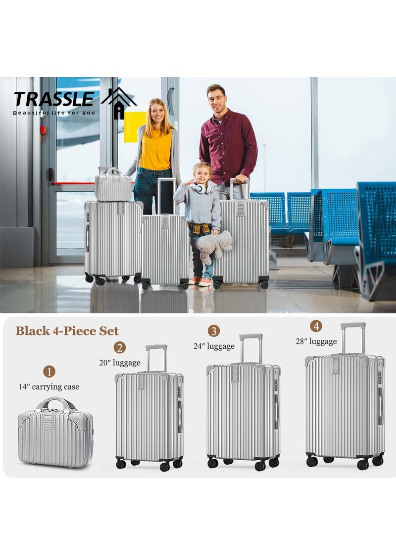 TRASSLE - 4 Pack Luggage Sets, Expandable PP Hardshell Suitcase Sets, Hardside Lightweight Durable Carry On Suitcase with Spinner Wheels, TSA Lock 14/20/24/28in - Image 1