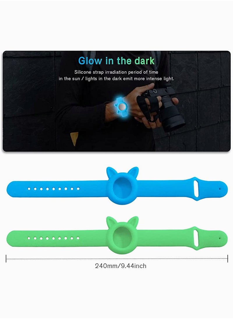 SYOSI - Wristbands for Apple Airtag, SYOSI Soft Silicone Watch Band, Anti-lost, Waterproof and Sweatproof Portable Wrist Strap for Elderly and Children, 2Pcs (Fluorescent Blue+Fluorescent Green) - Image 1