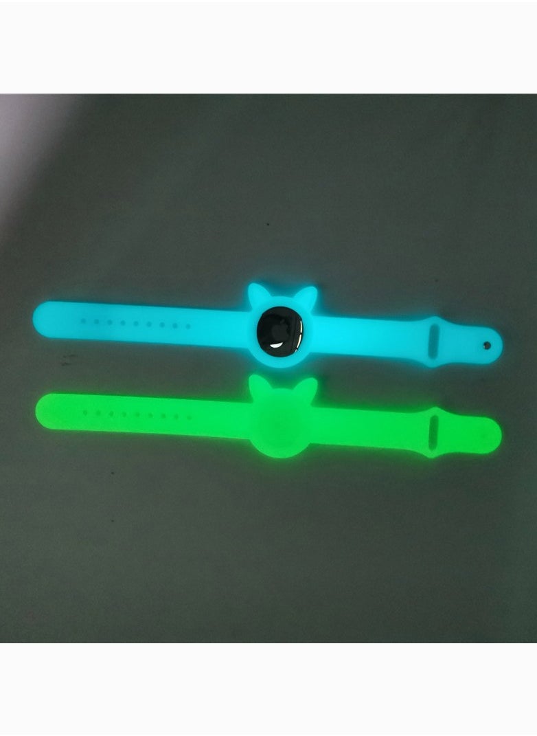 SYOSI - Wristbands for Apple Airtag, SYOSI Soft Silicone Watch Band, Anti-lost, Waterproof and Sweatproof Portable Wrist Strap for Elderly and Children, 2Pcs (Fluorescent Blue+Fluorescent Green) - Image 1