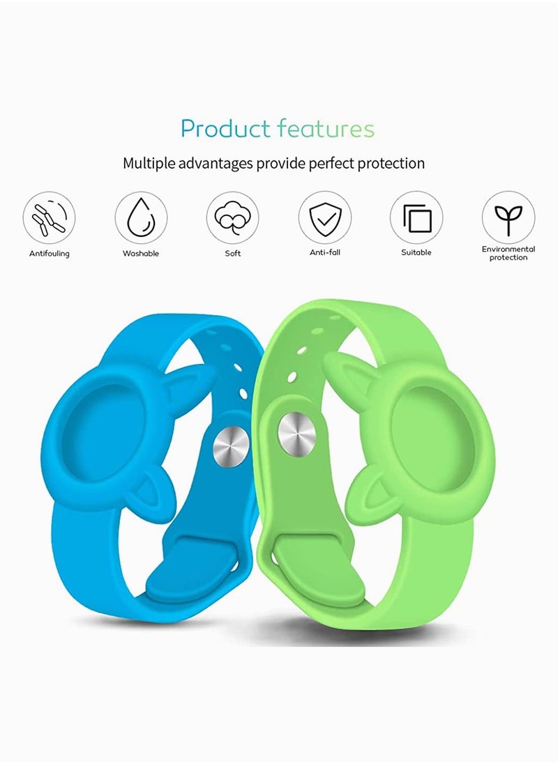 SYOSI - Wristbands for Apple Airtag, SYOSI Soft Silicone Watch Band, Anti-lost, Waterproof and Sweatproof Portable Wrist Strap for Elderly and Children, 2Pcs (Fluorescent Blue+Fluorescent Green) - Image 1