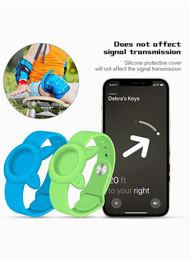 SYOSI - Wristbands for Apple Airtag, SYOSI Soft Silicone Watch Band, Anti-lost, Waterproof and Sweatproof Portable Wrist Strap for Elderly and Children, 2Pcs (Fluorescent Blue+Fluorescent Green) - Image 1