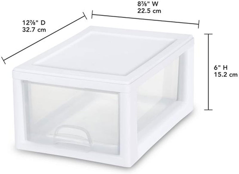 Sterilite 12Pack Stacking Drawers Clear Storage Closet Organizer White Frame 6 Quart - Image 3