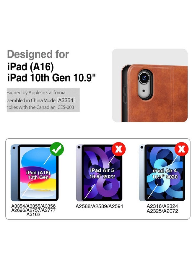 Antbox Case for iPad (A16) 11th Generation 11'' 2025/iPad 10th Generation 10.9'' 2022 with Built-in Pencil Holder Auto Sleep/Wake Function PU Leather Smart Cover (Brown) - Image 2