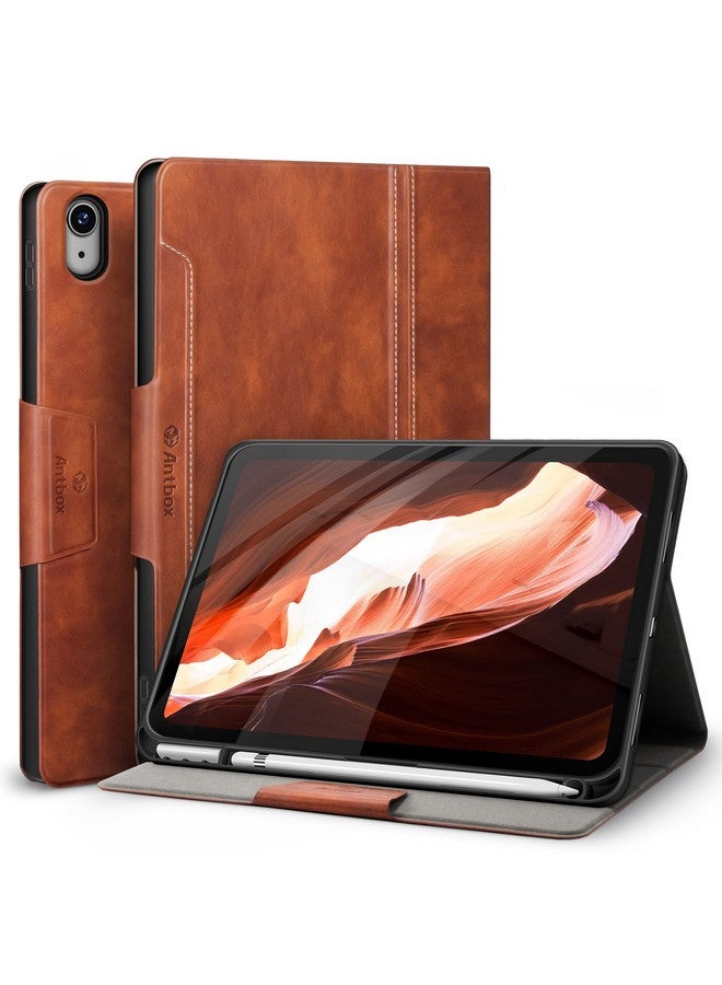Antbox Case for iPad (A16) 11th Generation 11'' 2025/iPad 10th Generation 10.9'' 2022 with Built-in Pencil Holder Auto Sleep/Wake Function PU Leather Smart Cover (Brown) - Image 1