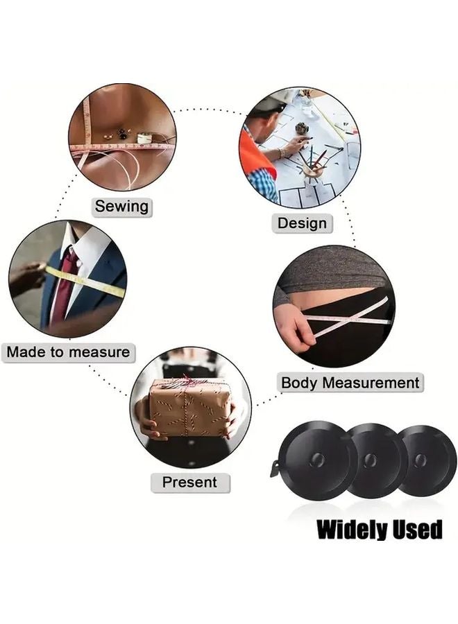 Black 60 Inch Retractable Sewing Tape Measure Dual Sided Scale Metal Blade - Image 4