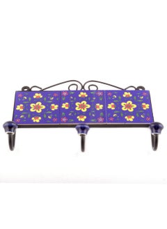 Indian-Shelf IndianShelf Handmade Ceramic Tiny Flower Wall Hooks Hangers Holders 1631 cm Blue 1 Piece  - Image 2