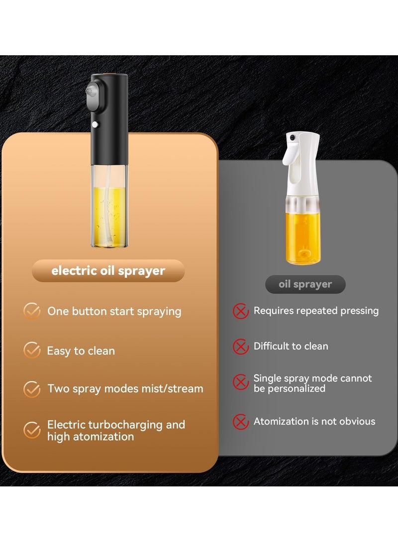 SOLARAE Oil Sprayer for Cooking, Electric Olive Oil Sprayer, 200ml Glass Oil Sprayer, Chargeable Oil Mister, Fine Mist Portable Oil Dispenser Bottle for Kitchen, Air Frye, Baking, Salad, BBQ - Image 5