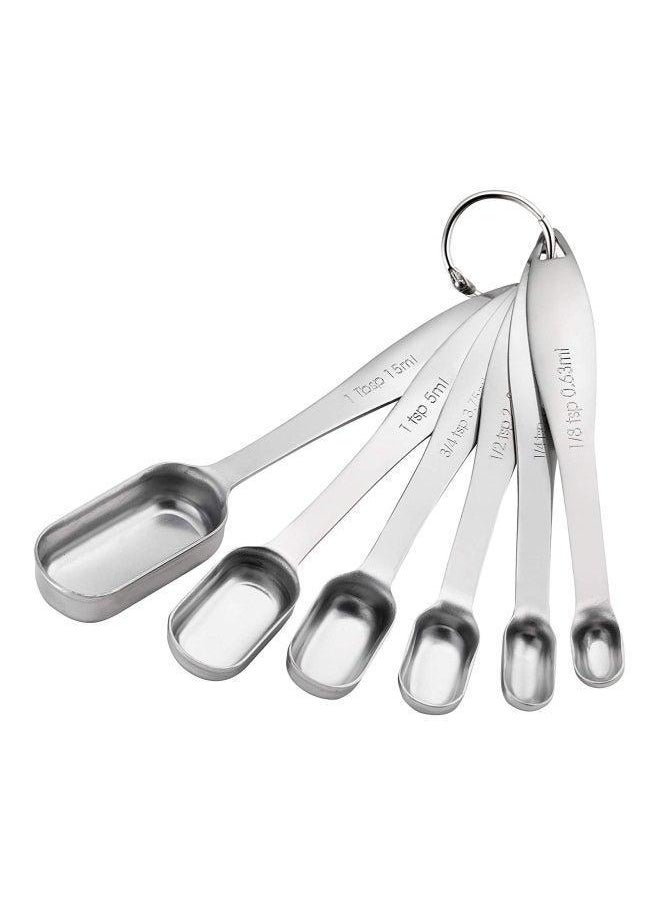 Spring Chef 6-Piece Stainless Steel Measuring Spoon Set Silver  - Image 1