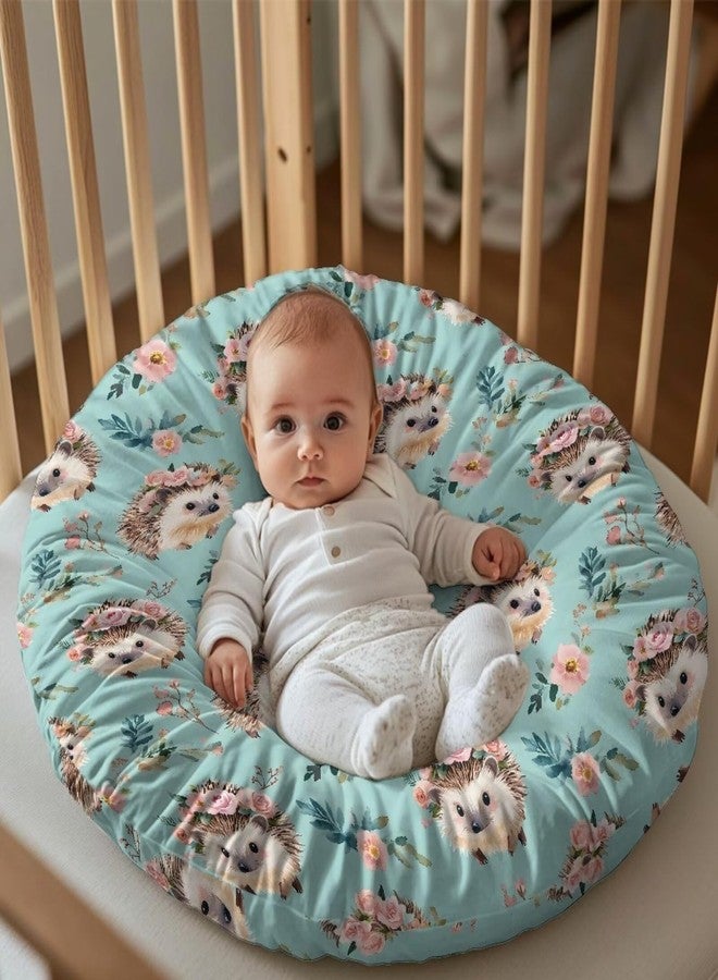 Babrukda Cute Flower Hedgehog Baby Lounger Cover for Newborn Baby Lounger Pillow Cover Baby Nest Breathable Infant Floor Seat Cover Removable Cover for Infant Lounger Pillow Gifts (Cover Only) -1 - Image 1