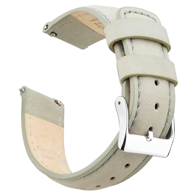 Ritche Quick Release Leather Watch Band 18mm 20mm 21mm 22mm 23mm 24mm for Samsung Galaxy Watch 6 Band Classic 43mm 47mm 40mm 44mm Leather Watch Strap Gray Silver 20mm Classic - Image 2