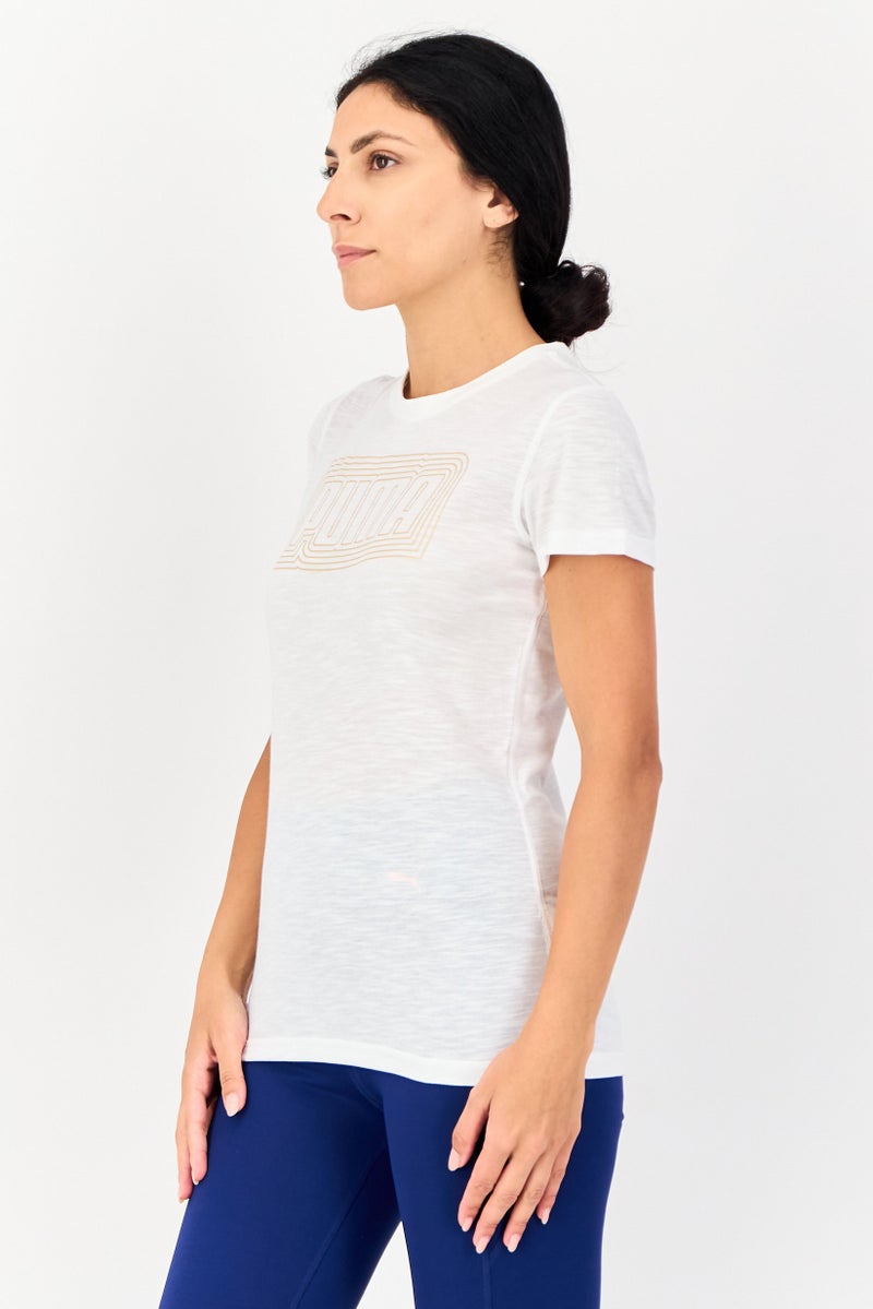 PUMA تي شيرت رياضي نسائي قصير الأكمام في الهواء الطلق، أبيض - Image 2