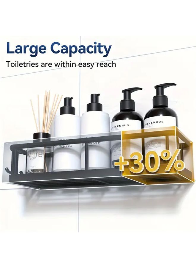 Black Stainless Steel Shower Organizer Set Rust Resistant No Drill Bathroom Shelves - Image 4