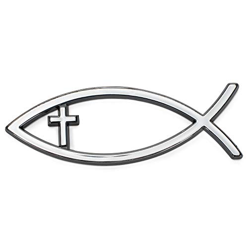 Harbor House Large Silver Christian Cross Fish Auto Emblem - Image 5