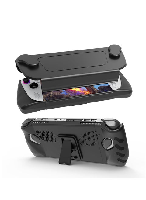 Upgraded Full Protective Case with Front Cover and Kickstand Compatible with ASUS ROG Ally 2023 Shock-Absorption Non-Slip and Anti-Scratch Design Cover Protector - Black