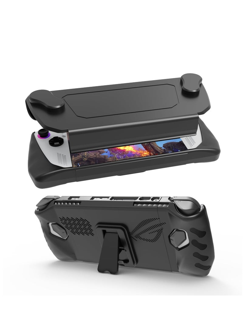 Upgraded Full Protective Case with Front Cover and Kickstand Compatible with ASUS ROG Ally 2023 Shock-Absorption Non-Slip and Anti-Scratch Design Cover Protector - Black - Image 1