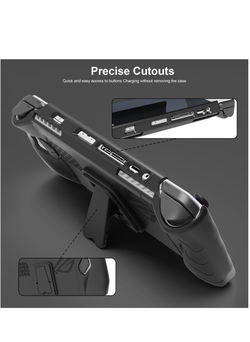 Upgraded Full Protective Case with Front Cover and Kickstand Compatible with ASUS ROG Ally 2023 Shock-Absorption Non-Slip and Anti-Scratch Design Cover Protector - Black - Image 4