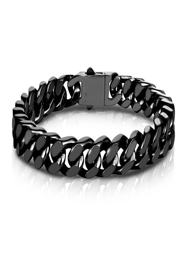 Peora Stainless Steel Metal Black Bracelet Stylish Openable Fancy Design Jewellery Gift for Men Boys - Image 1