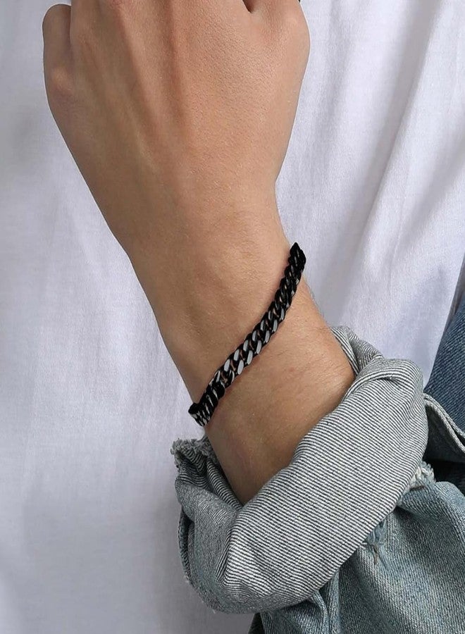 Peora Stainless Steel Metal Black Bracelet Stylish Openable Fancy Design Jewellery Gift for Men Boys - Image 2