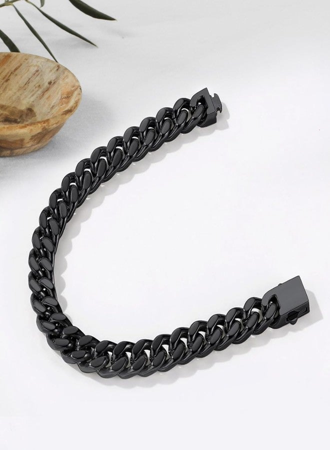Peora Stainless Steel Metal Black Bracelet Stylish Openable Fancy Design Jewellery Gift for Men Boys - Image 3