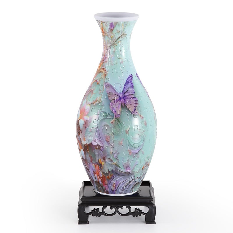 Wowsome 3D Puzzle Vase For Adults Puzzle Planter Pot For Women 3D Art Jar Puzzles For House Flowers Arrangements And Home Decoration (Pink Butterfly) - Image 2