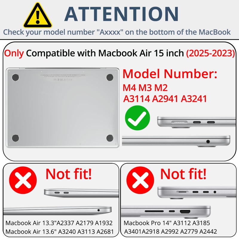 AKIT Compatible with MacBook Air 15 Inch Case 2026 2025 2024 2023 M4 M3 M2 A3241 A3114 A2941, Unique Pattern Hard Shell Laptop Case+Keyboard Cover+Screen Protector for MacBook Air 15 Inch, SumPink - Image 2