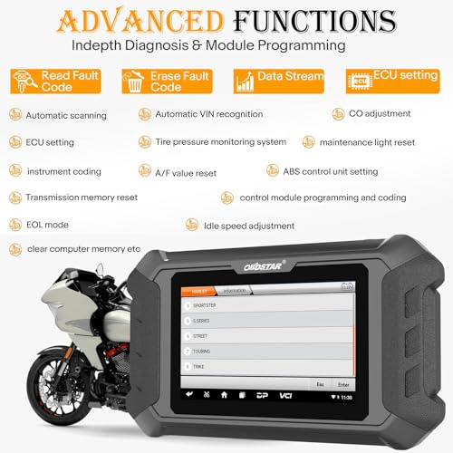 OBDSTAR Motorcycle Diagnostic Tool Fits for Harley System Diagnosis Motorcycle Diagnostic Scanner Motorcycle Scanner Code Reader with ECU Setting, Error Codes Reading and Clearing, 5'' Touch Screen - Image 2