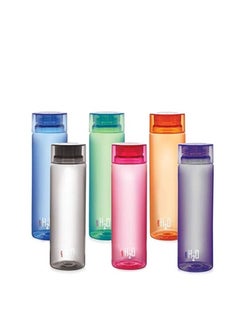 Cello Cello H2O Unbreakable Plastic Bottle Set, 1 Litre, Set of 6, Multicolour  - Image 1